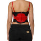 Dolce & Gabbana Red Black Lace Trim Polyester Sleeveless Tank Top