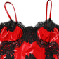 Dolce & Gabbana Red Black Lace Trim Polyester Sleeveless Tank Top