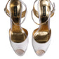 Dolce & Gabbana White Satin Platform Heels Sandals Shoes