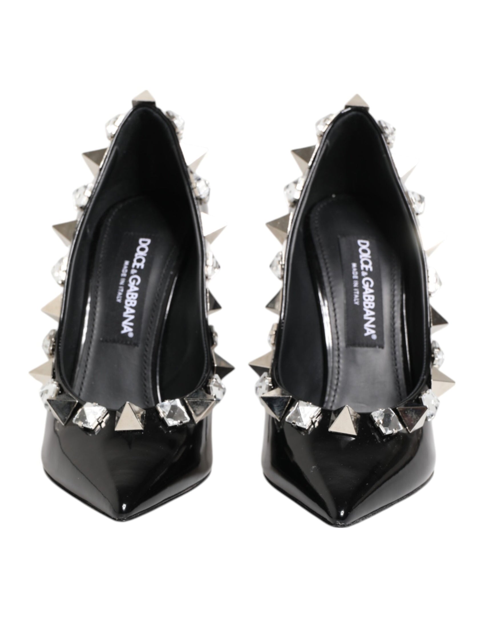 Dolce & Gabbana Black Crystals Studs Stiletto Pumps Shoes