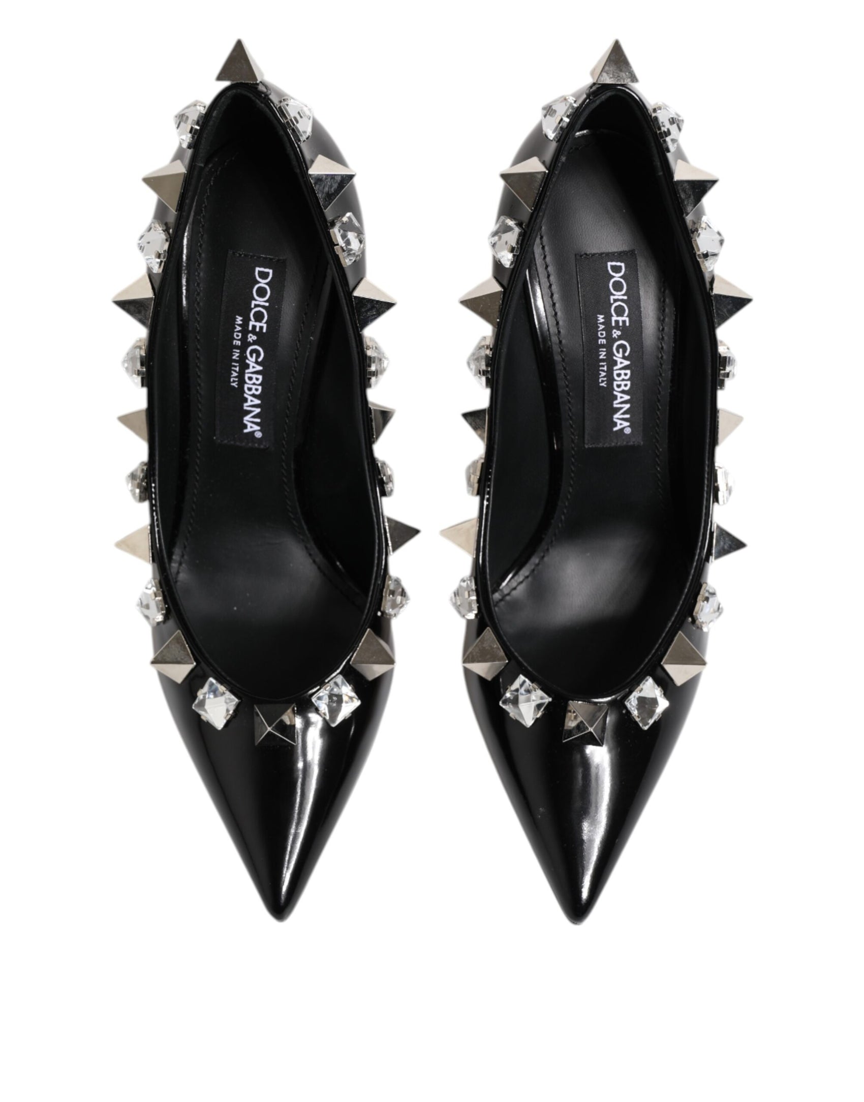 Dolce & Gabbana Black Crystals Studs Stiletto Pumps Shoes