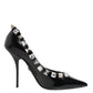Dolce & Gabbana Black Crystals Studs Stiletto Pumps Shoes