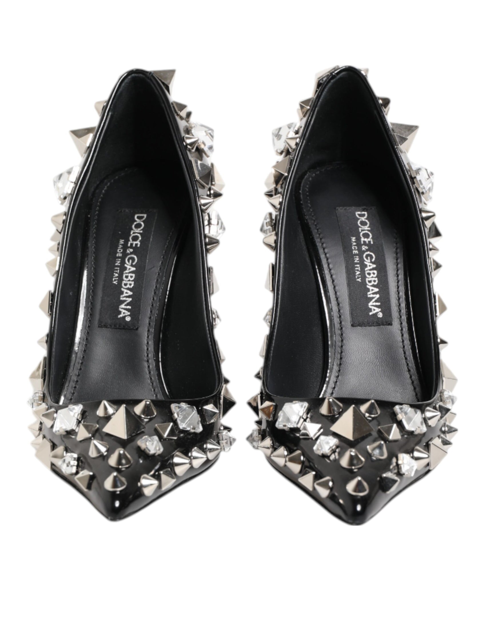 Dolce & Gabbana Black Crystals Studs Stiletto Pumps Shoes