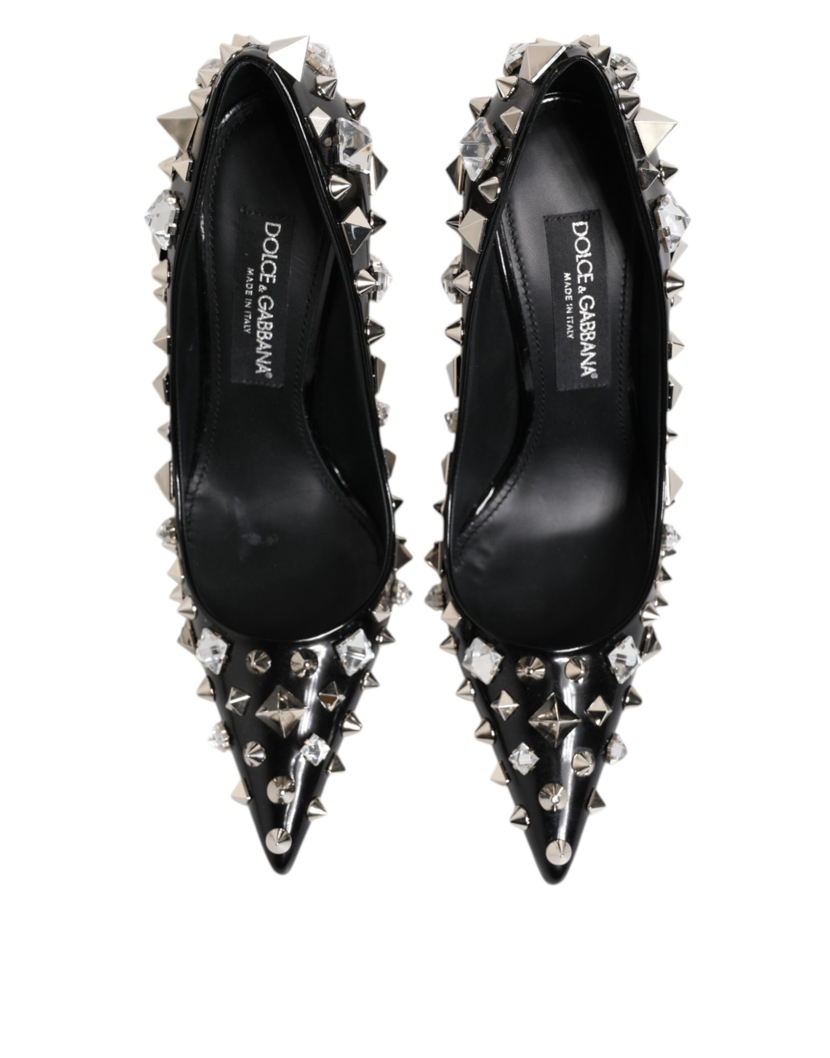 Dolce & Gabbana Black Crystals Studs Stiletto Pumps Shoes