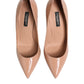 Dolce & Gabbana Beige Patent Leather Stiletto Heel Pump  Shoes