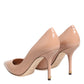 Dolce & Gabbana Beige Patent Leather Stiletto Heel Pump  Shoes