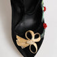 Dolce & Gabbana Black Roses Crystal Brooch Mary Jane Shoes