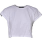 Dolce & Gabbana White Cotton Crew Neck Cropped Top T-shirt