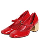 Dolce & Gabbana Red Leather DG Logo Heels Sandals Shoes
