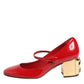 Dolce & Gabbana Red Leather DG Logo Heels Sandals Shoes