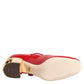 Dolce & Gabbana Red Leather DG Logo Heels Sandals Shoes