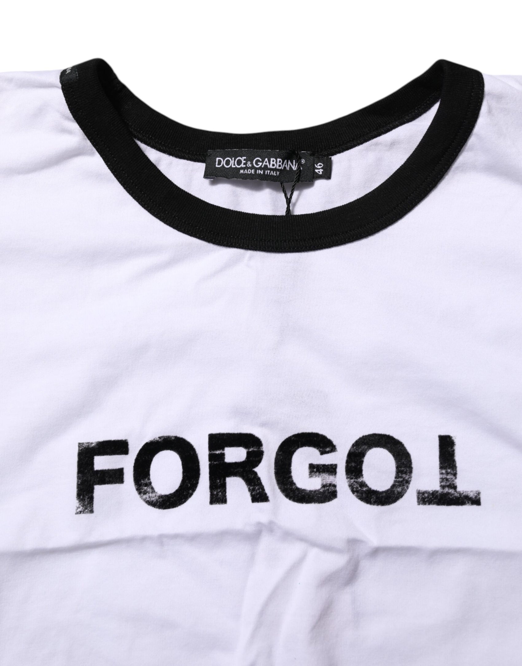 Dolce & Gabbana White Cotton Crew Neck Cropped Top T-shirt