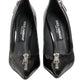 Dolce & Gabbana Black Patent Leather Zipper Heels Pumps Shoes