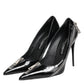 Dolce & Gabbana Black Patent Leather Zipper Heels Pumps Shoes