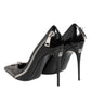 Dolce & Gabbana Black Patent Leather Zipper Heels Pumps Shoes