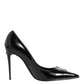 Dolce & Gabbana Black Patent Leather Zipper Heels Pumps Shoes
