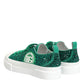 Dolce & Gabbana Green Portofino Crystal DG Logo Sneakers Shoes