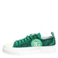 Dolce & Gabbana Green Portofino Crystal DG Logo Sneakers Shoes