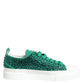 Dolce & Gabbana Green Portofino Crystal DG Logo Sneakers Shoes