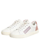Dolce & Gabbana White Pink Leather Low Top Sneakers Shoes