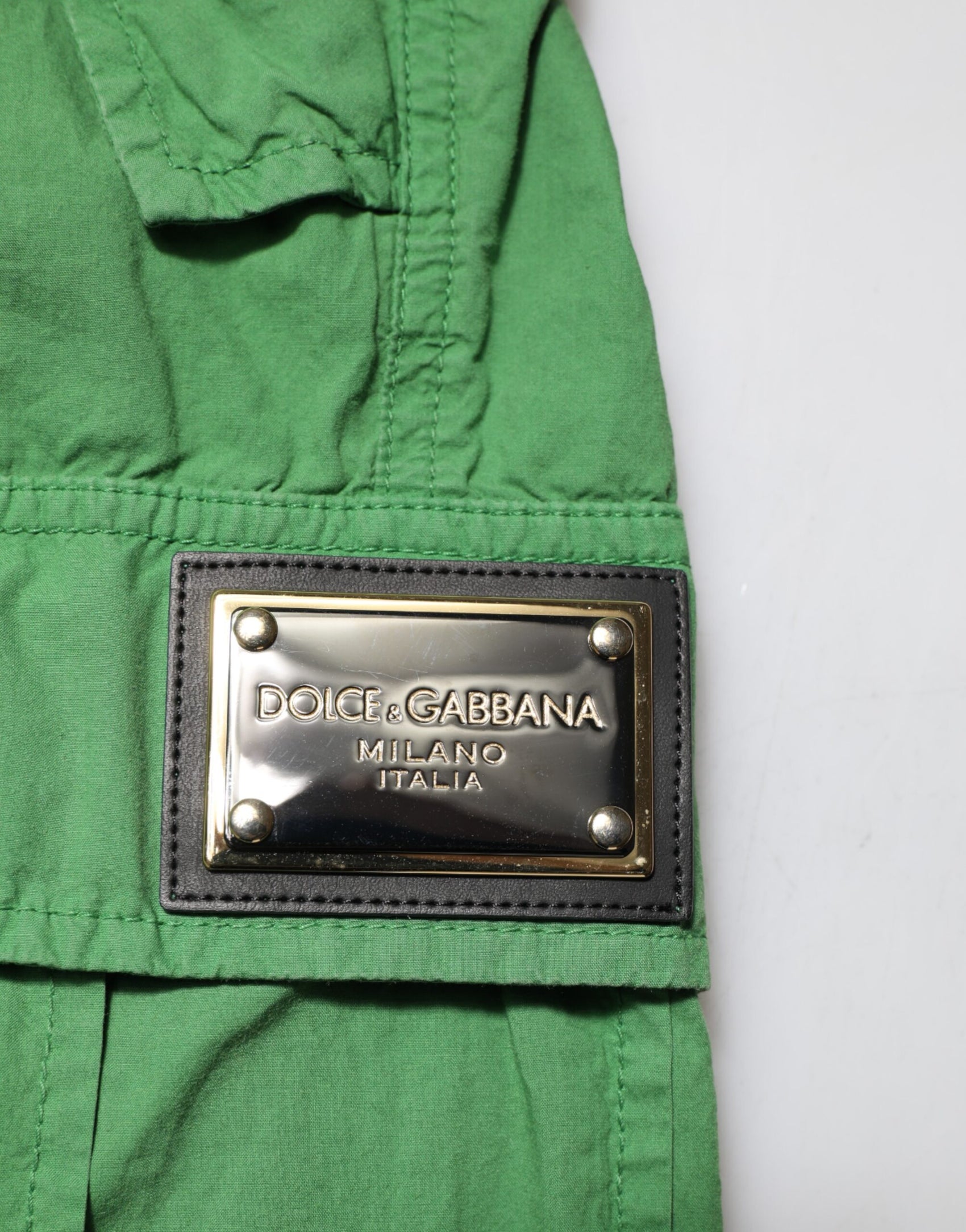 Dolce & Gabbana Green Cotton High Waist Cargo Trouser Pants