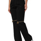 Dolce & Gabbana Black Zip Detailed Wool Straight Leg Pants