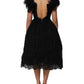Dolce & Gabbana Black Crystal Embellished Midi A-line Dress