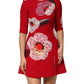 Dolce & Gabbana Red Lace Floral Applique A-line Mini Dress
