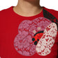 Dolce & Gabbana Red Lace Floral Applique A-line Mini Dress