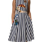 Dolce & Gabbana Blue White Striped Embroidered A-line Dress