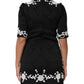 Dolce & Gabbana Black Lace Trim Short Sleeves A-line Dress
