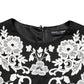 Dolce & Gabbana Black Lace Trim Short Sleeves A-line Dress