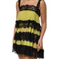 Dolce & Gabbana Yellow Black Babydoll Chemise Lingerie Dress
