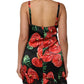 Dolce & Gabbana Black Floral Lace Trim Chemise Lingerie Dress
