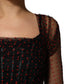 Dolce & Gabbana Black Lace Trim Long Sleeve Sheath Mini Dress