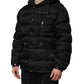 Dolce & Gabbana Black Jacquard Quilted Puffer Hooded Jacket