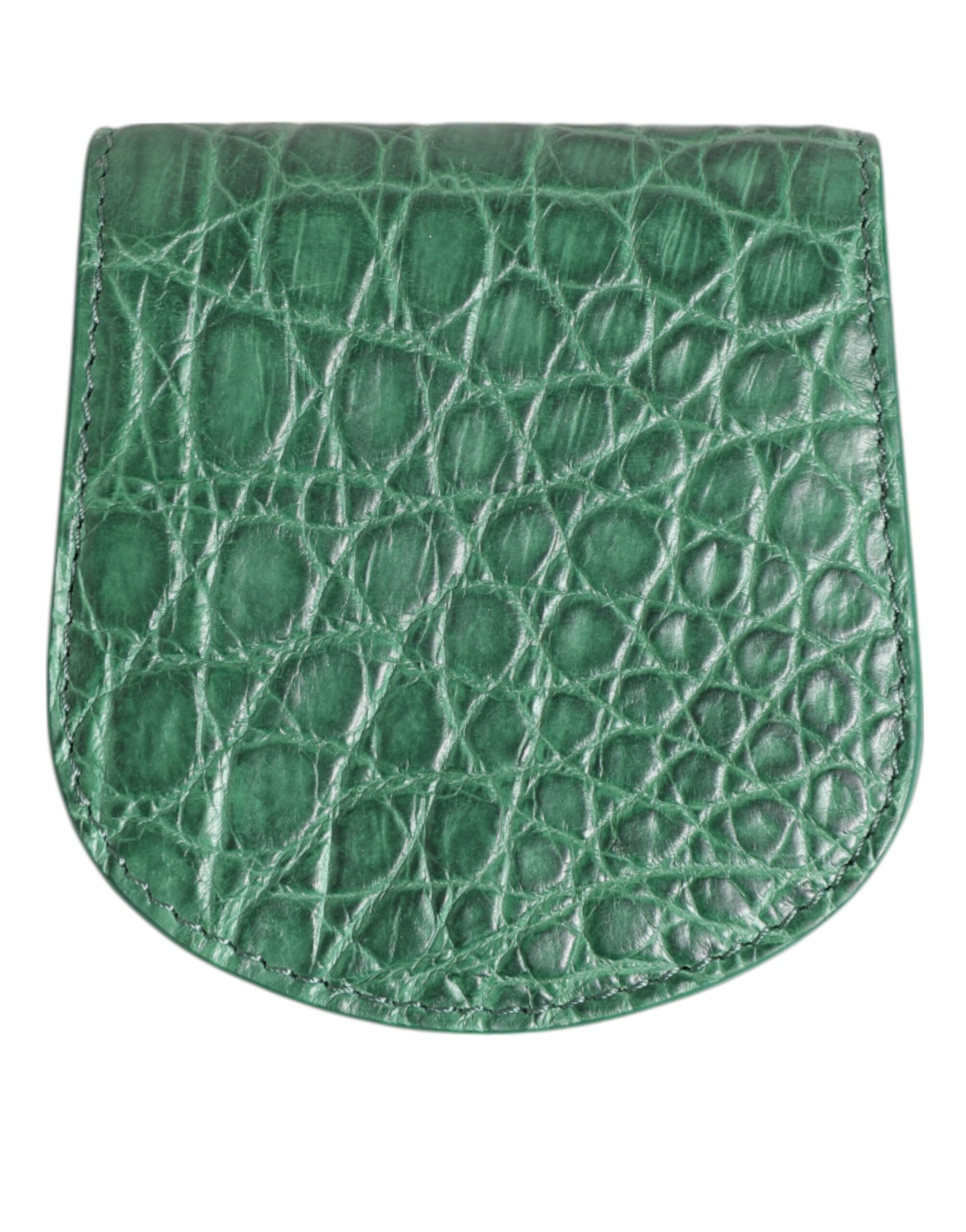 Dolce & Gabbana Green Exotic Skin Coin Condom Case Holder Pocket Wallet