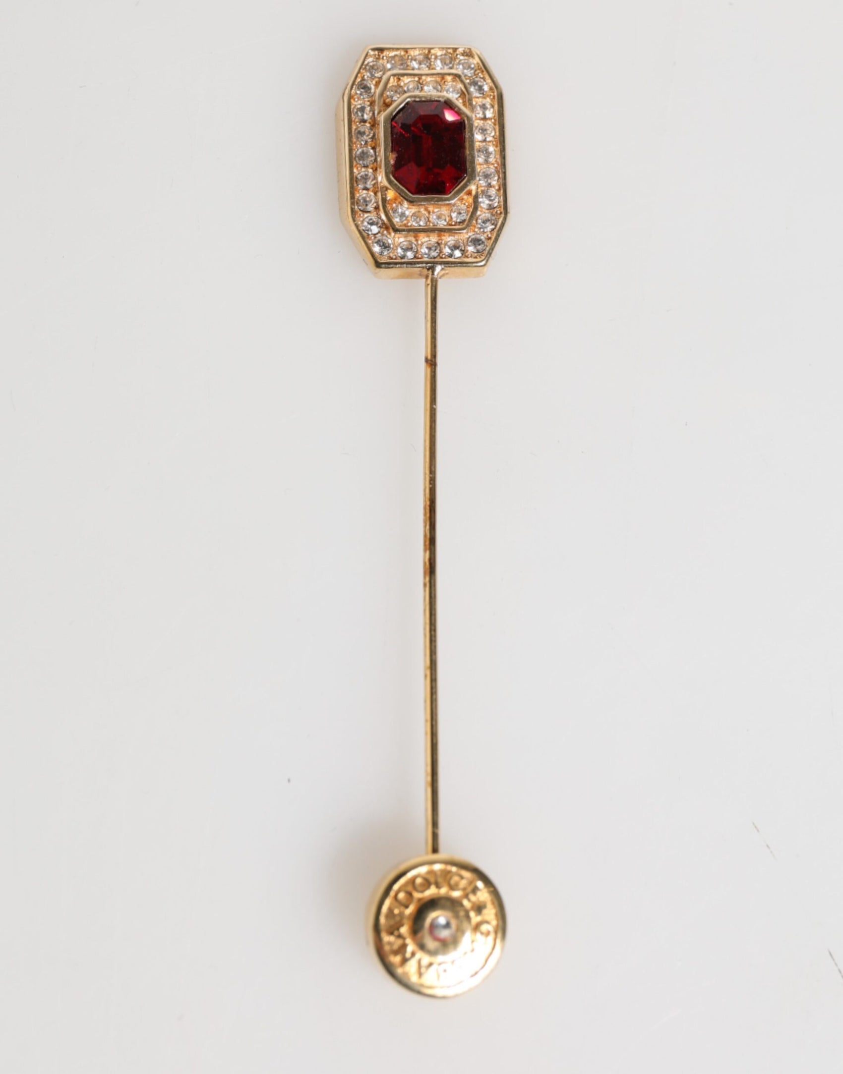 Dolce & Gabbana Rhinestone Embellished Sterling Silver Collar Brooch Pin