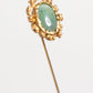 Dolce & Gabbana Gold Tone Green Stone Antique Men Accessory Brooch Pin