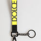 Dolce & Gabbana Yellow Logo Nylon Silver Brass Holder Keychain Keyring