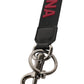 Dolce & Gabbana Black Red DG Logo Polyester Silver Men Keychain Keyring
