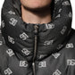 Dolce & Gabbana Black DG Monogram Full Zip Puffer Men Jacket