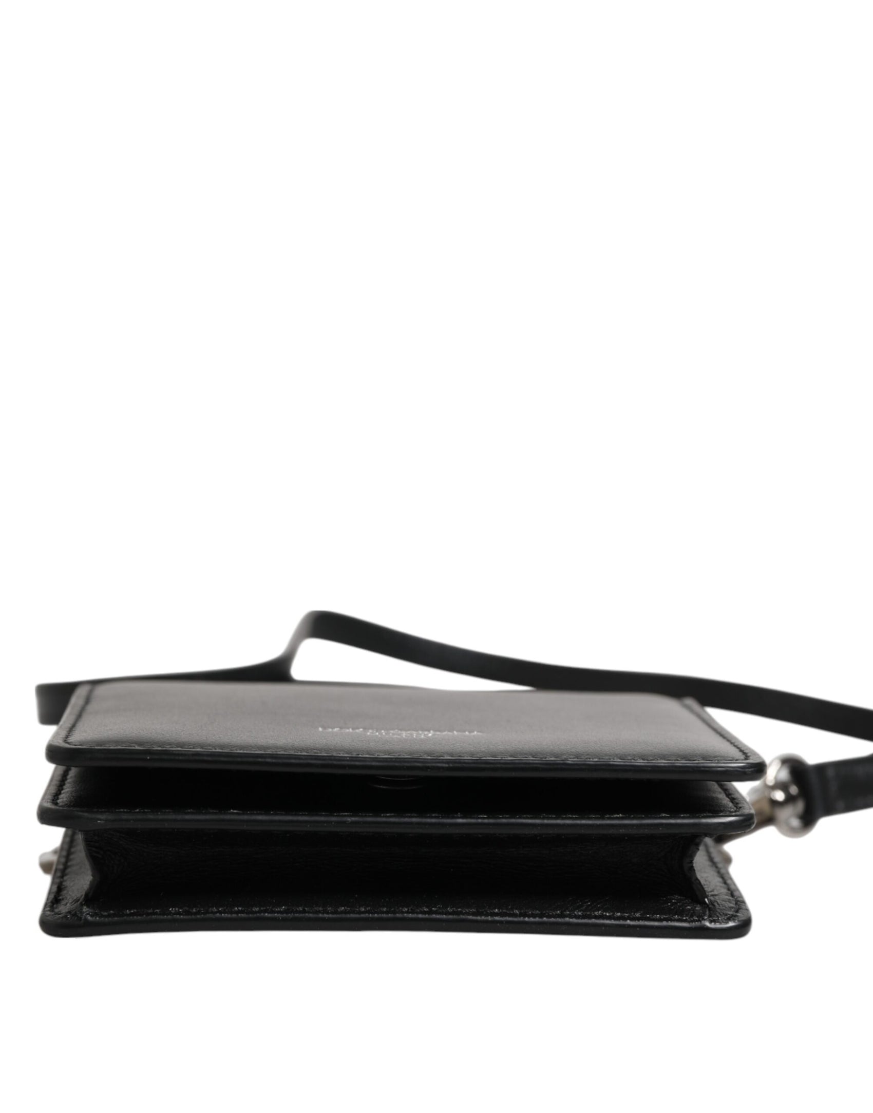 Dolce & Gabbana Black Leather Bifold Card Holder Crossbody Men Borse Bag
