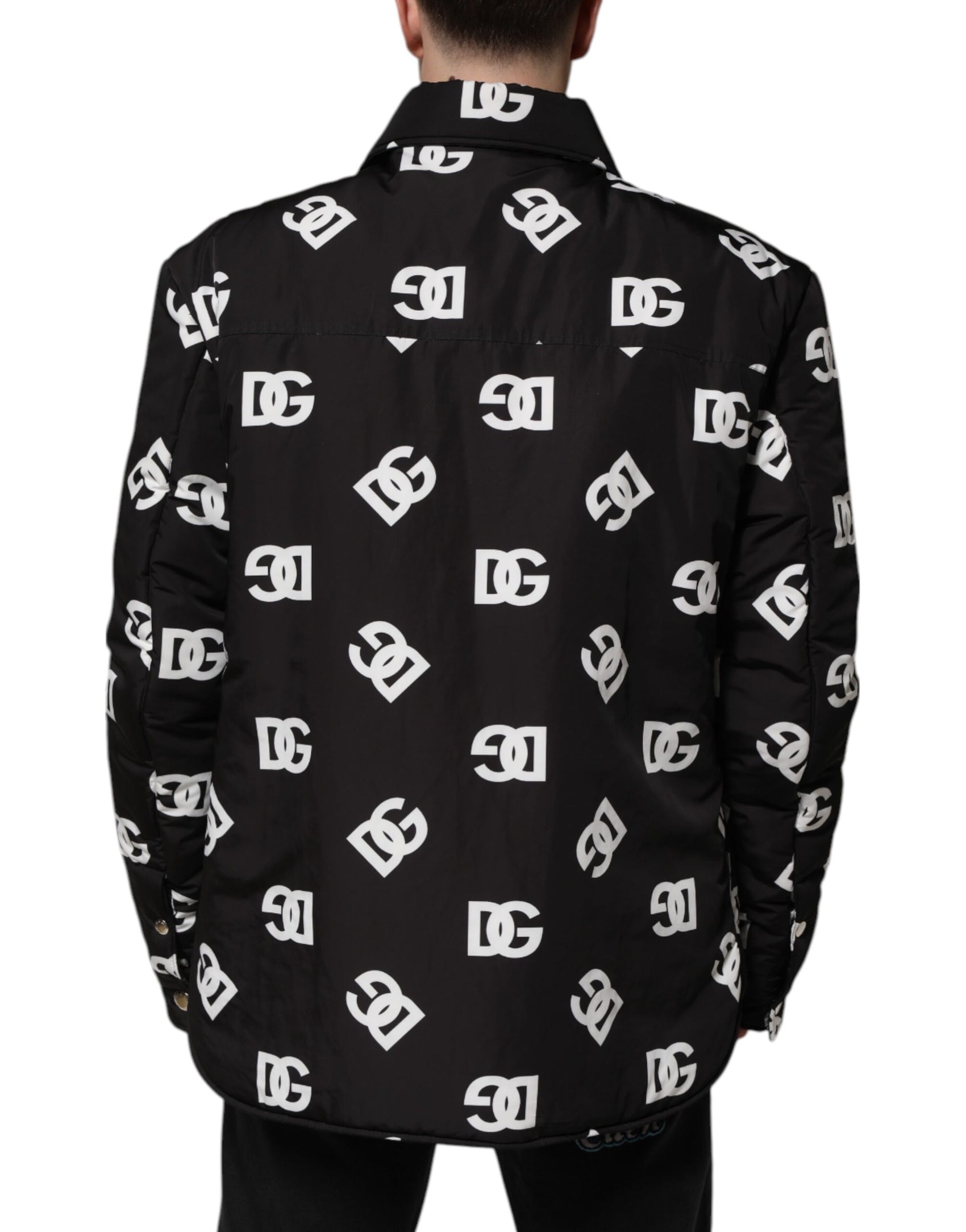 Dolce & Gabbana Black DG Monogram Nylon Windbreaker Jacket