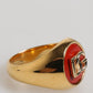 Dolce & Gabbana Gold Tone Real Brass Red DG Logo Men Ring