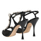 Dolce & Gabbana Black Keira Crystals Heels Sandals Shoes