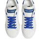 Dolce & Gabbana White Blue Leather Low Top Sneakers Shoes