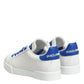 Dolce & Gabbana White Blue Leather Low Top Sneakers Shoes