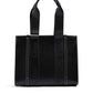 Chloé Black Woody Embroidered Logo Leather Medium Tote Bag
