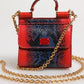 Dolce & Gabbana Red Blue Leather Sicily Crossbody Chain SatchelBorse Bag